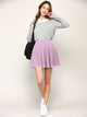 WB2382 Women's Casual Mini Flared Plain Pleated Skater Skirt with Shorts
