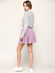 WB2382 Women's Casual Mini Flared Plain Pleated Skater Skirt with Shorts