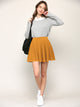WB2382 Women's Casual Mini Flared Plain Pleated Skater Skirt with Shorts