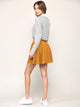 WB2382 Women's Casual Mini Flared Plain Pleated Skater Skirt with Shorts