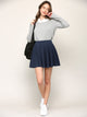 WB2382 Women's Casual Mini Flared Plain Pleated Skater Skirt with Shorts