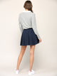 WB2382 Women's Casual Mini Flared Plain Pleated Skater Skirt with Shorts
