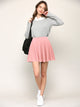 WB2382 Women's Casual Mini Flared Plain Pleated Skater Skirt with Shorts