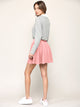 WB2382 Women's Casual Mini Flared Plain Pleated Skater Skirt with Shorts