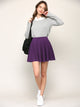 WB2382 Women's Casual Mini Flared Plain Pleated Skater Skirt with Shorts