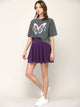 WB2382 Women's Casual Mini Flared Plain Pleated Skater Skirt with Shorts