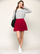 WB2382 Women's Casual Mini Flared Plain Pleated Skater Skirt with Shorts
