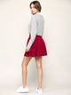 WB2382 Women's Casual Mini Flared Plain Pleated Skater Skirt with Shorts