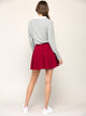 WB2382 Women's Casual Mini Flared Plain Pleated Skater Skirt with Shorts