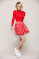WB2382 Women's Casual Mini Flared Plain Pleated Skater Skirt with Shorts