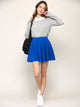 WB2382 Women's Casual Mini Flared Plain Pleated Skater Skirt with Shorts