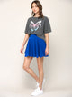 WB2382 Women's Casual Mini Flared Plain Pleated Skater Skirt with Shorts