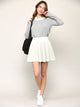 WB2382 Women's Casual Mini Flared Plain Pleated Skater Skirt with Shorts