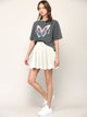 WB2382 Women's Casual Mini Flared Plain Pleated Skater Skirt with Shorts