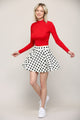 WB2382 Women's Casual Mini Flared Plain Pleated Skater Skirt with Shorts