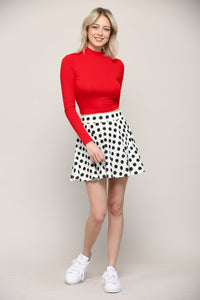 WB2382 Women's Casual Mini Flared Plain Pleated Skater Skirt with Shorts