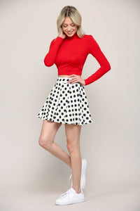 WB2382 Women's Casual Mini Flared Plain Pleated Skater Skirt with Shorts