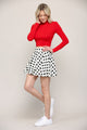 WB2382 Women's Casual Mini Flared Plain Pleated Skater Skirt with Shorts
