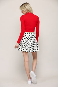 WB2382 Women's Casual Mini Flared Plain Pleated Skater Skirt with Shorts