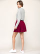 WB2382 Women's Casual Mini Flared Plain Pleated Skater Skirt with Shorts