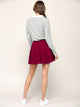 WB2382 Women's Casual Mini Flared Plain Pleated Skater Skirt with Shorts