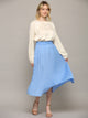 WB2383 Womens High Waist Polka Dot Pleated Midi Swing Skirt with Pockets