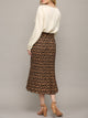 WB2383 Womens High Waist Polka Dot Pleated Midi Swing Skirt with Pockets
