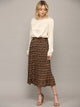 WB2383 Womens High Waist Polka Dot Pleated Midi Swing Skirt with Pockets