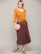 WB2383 Womens High Waist Polka Dot Pleated Midi Swing Skirt with Pockets