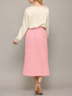WB2383 Womens High Waist Polka Dot Pleated Midi Swing Skirt with Pockets