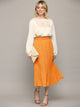 WB2383 Womens High Waist Polka Dot Pleated Midi Swing Skirt with Pockets