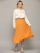 WB2383 Womens High Waist Polka Dot Pleated Midi Swing Skirt with Pockets