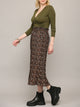 WB2383 Womens High Waist Polka Dot Pleated Midi Swing Skirt with Pockets