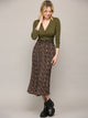 WB2383 Womens High Waist Polka Dot Pleated Midi Swing Skirt with Pockets