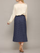 WB2383 Womens High Waist Polka Dot Pleated Midi Swing Skirt with Pockets