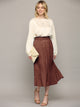 WB2383 Womens High Waist Polka Dot Pleated Midi Swing Skirt with Pockets