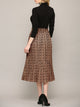 WB2383 Womens High Waist Polka Dot Pleated Midi Swing Skirt with Pockets