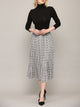 WB2383 Womens High Waist Polka Dot Pleated Midi Swing Skirt with Pockets