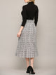 WB2383 Womens High Waist Polka Dot Pleated Midi Swing Skirt with Pockets
