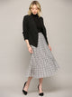 WB2383 Womens High Waist Polka Dot Pleated Midi Swing Skirt with Pockets