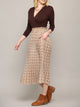 WB2383 Womens High Waist Polka Dot Pleated Midi Swing Skirt with Pockets
