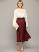 WB2383 Womens High Waist Polka Dot Pleated Midi Swing Skirt with Pockets
