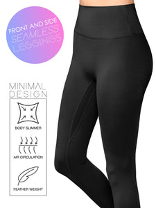 WB3018 Peached Seamless Front & Side High Waisted Leggings with Inner Pocket Full-Length Yoga Pants
