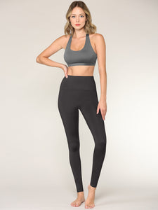 WB3018 Peached Seamless Front & Side High Waisted Leggings with Inner Pocket Full-Length Yoga Pants