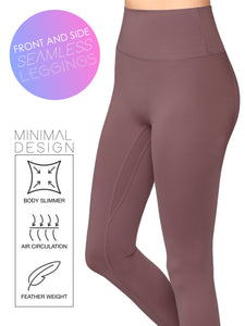 WB3018 Peached Seamless Front & Side High Waisted Leggings with Inner Pocket Full-Length Yoga Pants