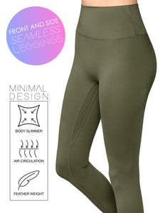 WB3018 Peached Seamless Front & Side High Waisted Leggings with Inner Pocket Full-Length Yoga Pants