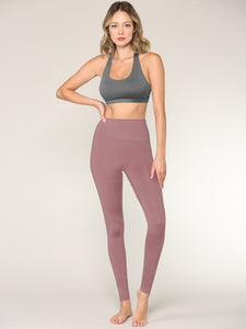 WB3018 Peached Seamless Front & Side High Waisted Leggings with Inner Pocket Full-Length Yoga Pants