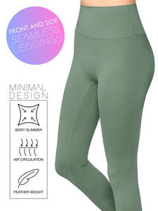 WB3018 Peached Seamless Front & Side High Waisted Leggings with Inner Pocket Full-Length Yoga Pants