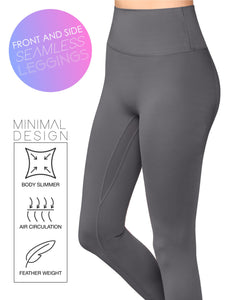 WB3018 Peached Seamless Front & Side High Waisted Leggings with Inner Pocket Full-Length Yoga Pants