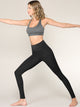 WB3019 Women's Peached Seamless Front Leggings with Side Pocket Full-Length Yoga Pants